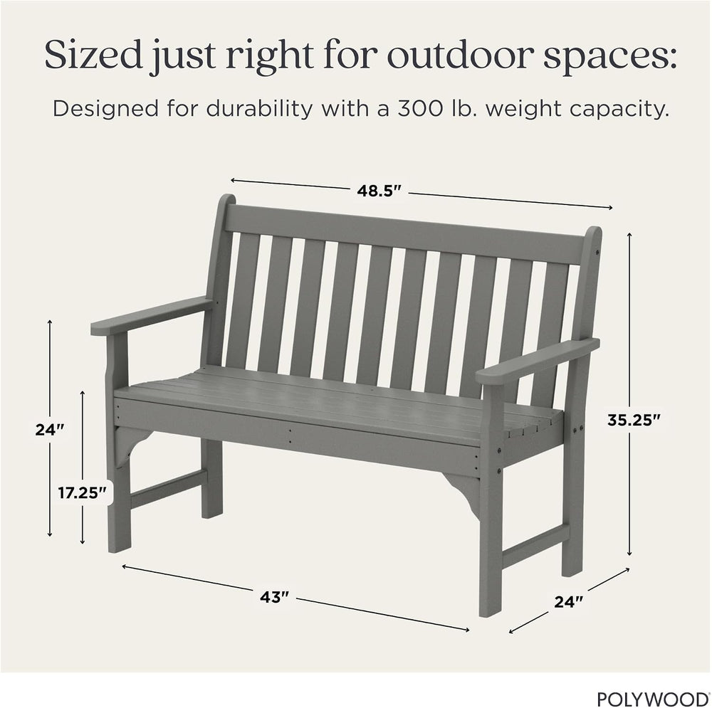 POLYWOOD GNB48GY Vineyard 48" Bench, Slate Grey