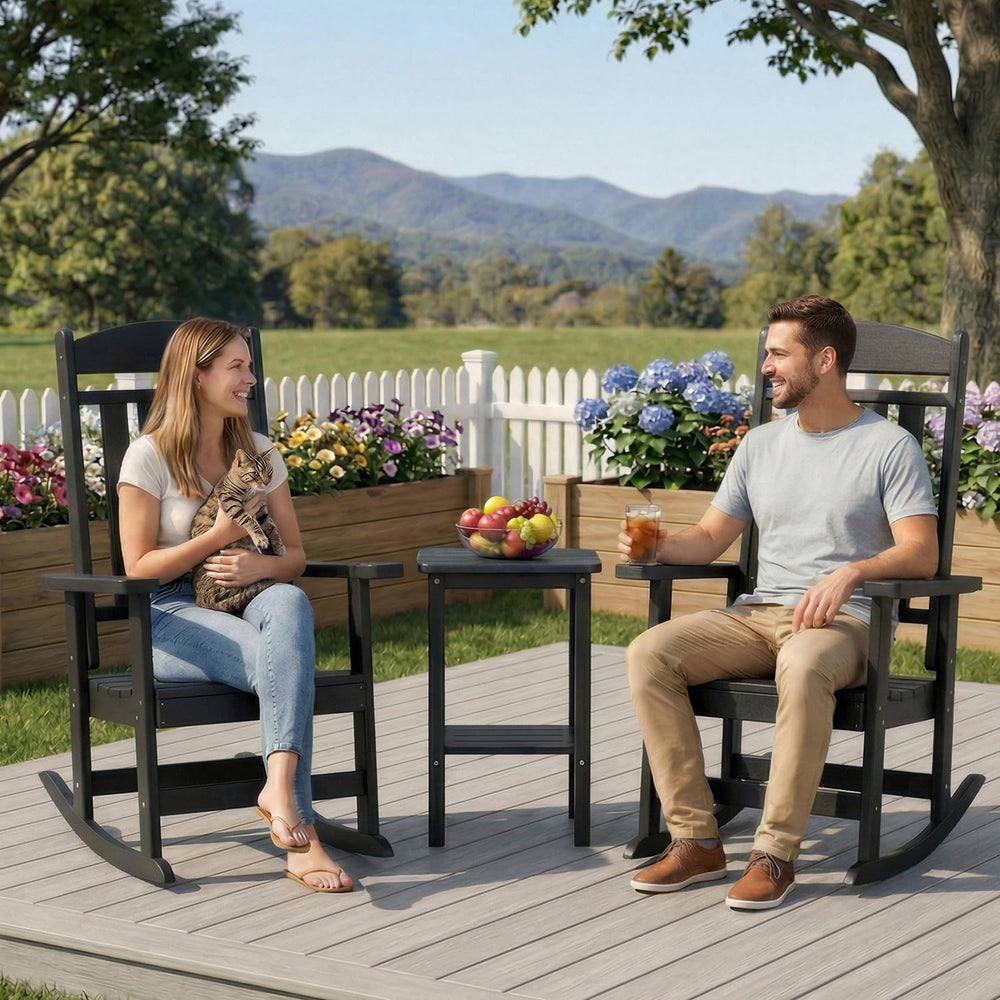 FOOWIN Outdoor Rocking Chair Set of 2, Oversized Rocking Chair Outdoor