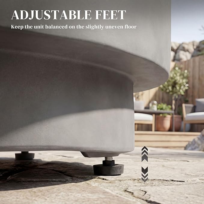HOMCOM Outdoor Side Table, Round Small End Table with Concrete Finish for Ind...