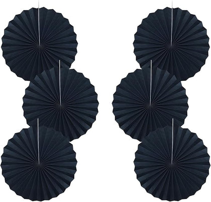 Black Party Decorations,Halloween Decor Events Accessories,Black Birthday Decorations,Anniversary Decorations for Party,Birthday Decorations for Men 16in Hanging Paper Fans 30 Color DIY Set(Black)