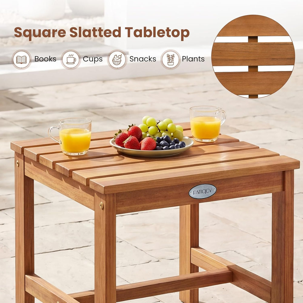Tangkula 17" Square Acacia Wood Side Table, Natural