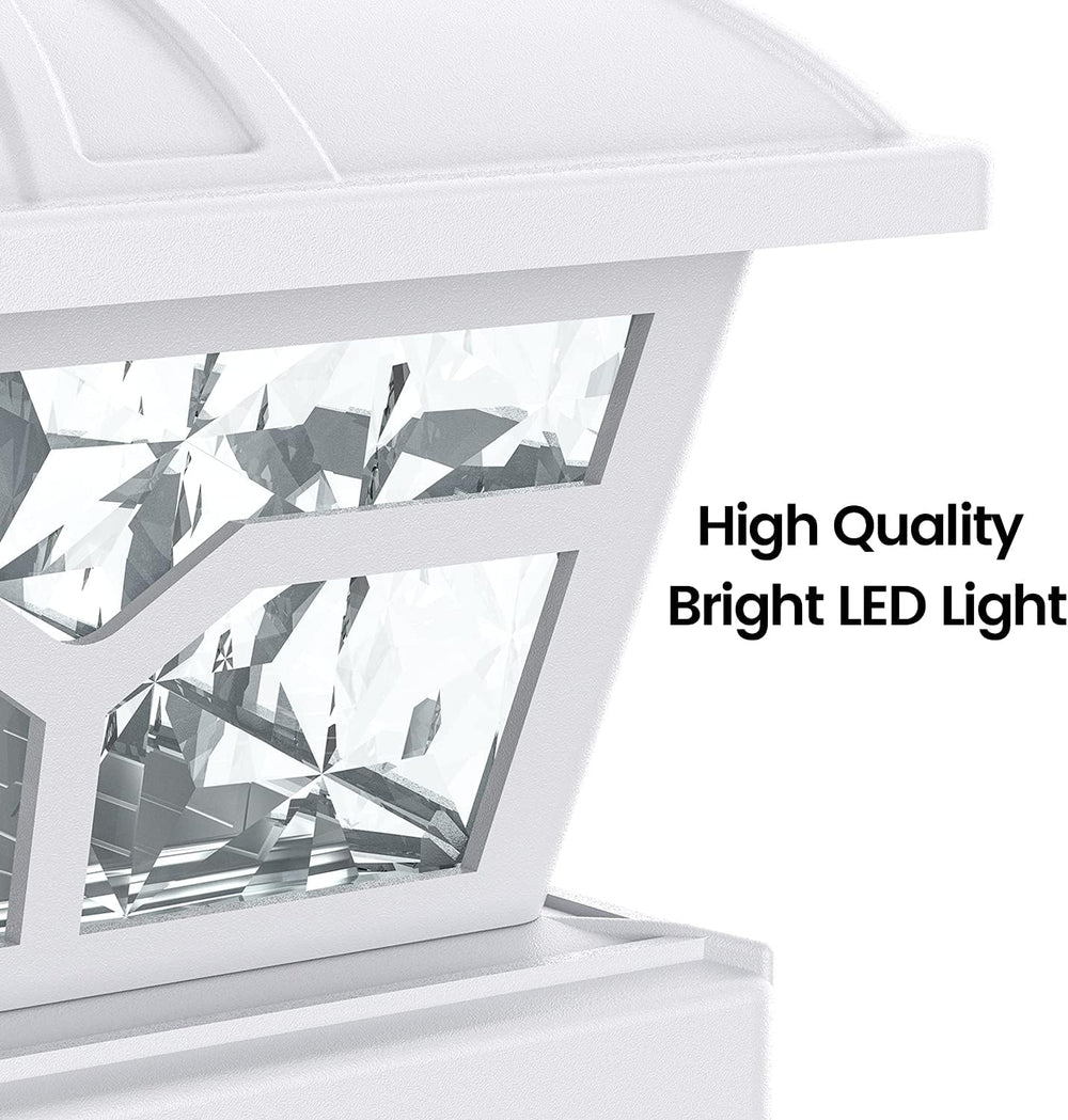 SIEDiNLAR Solar Post Cap Lights Outdoor 2 Modes, 4 Pack, White, Warm/White | ...