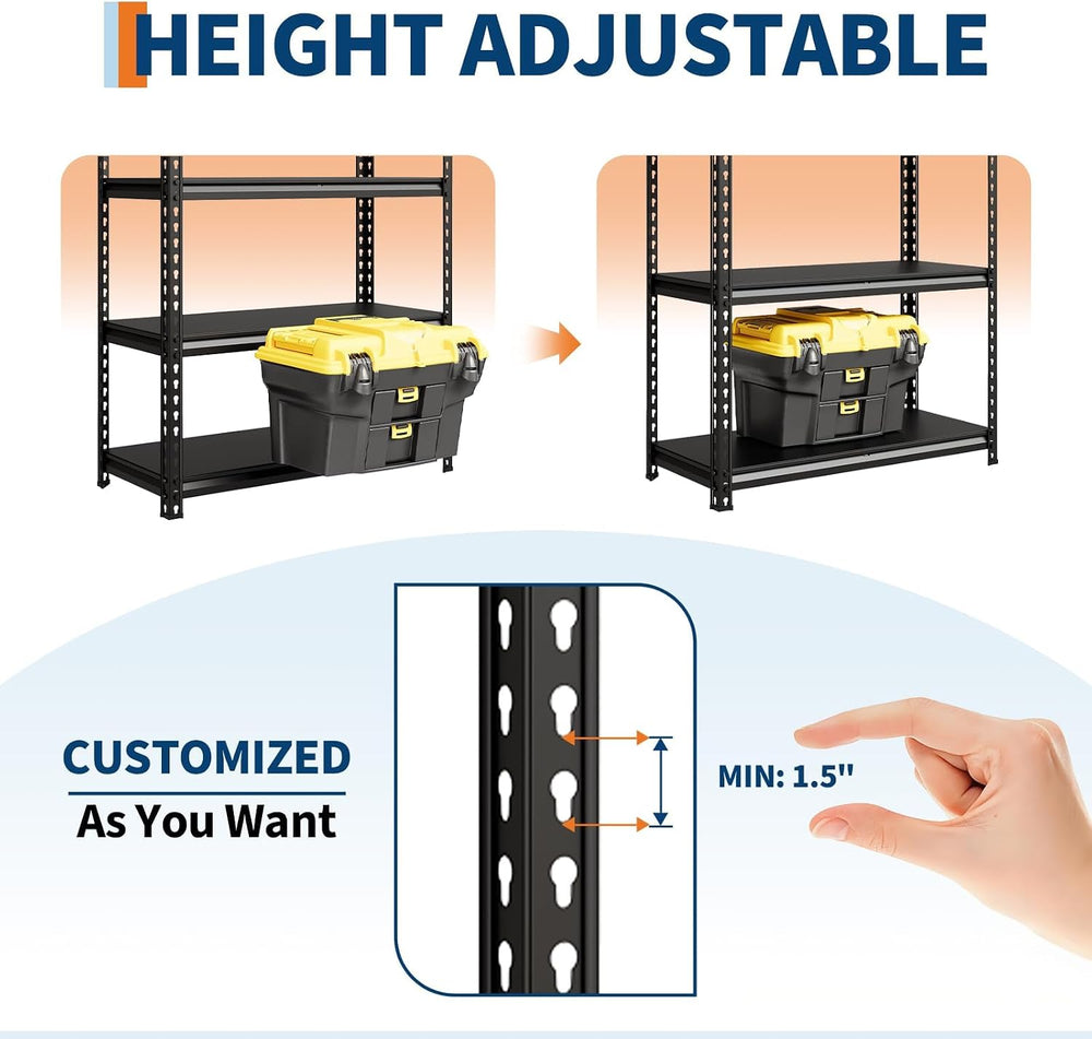 Garvee 3 Tier Steel Garage Storage Shelves, 36" W x 18" D x 36&quot...