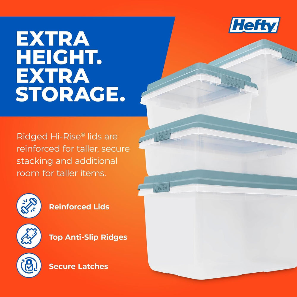 Hefty HI-RISE Stackable Storage Bins - Storage Containers with Lids, Shoe Org...