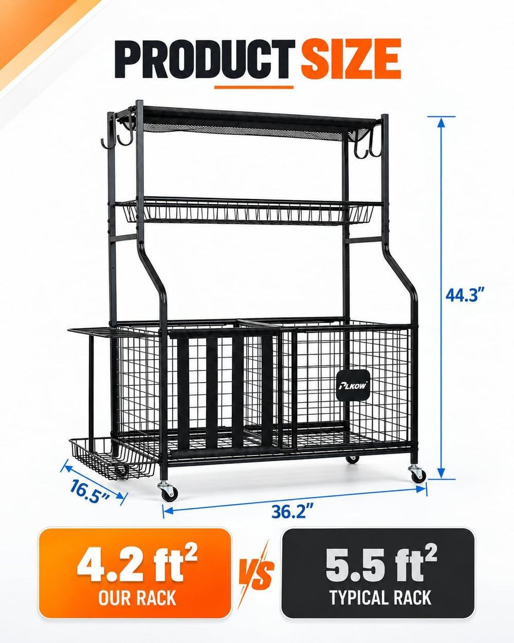 PLKOW Sports Equipment Storage for Garage, Ball Storage Organizer