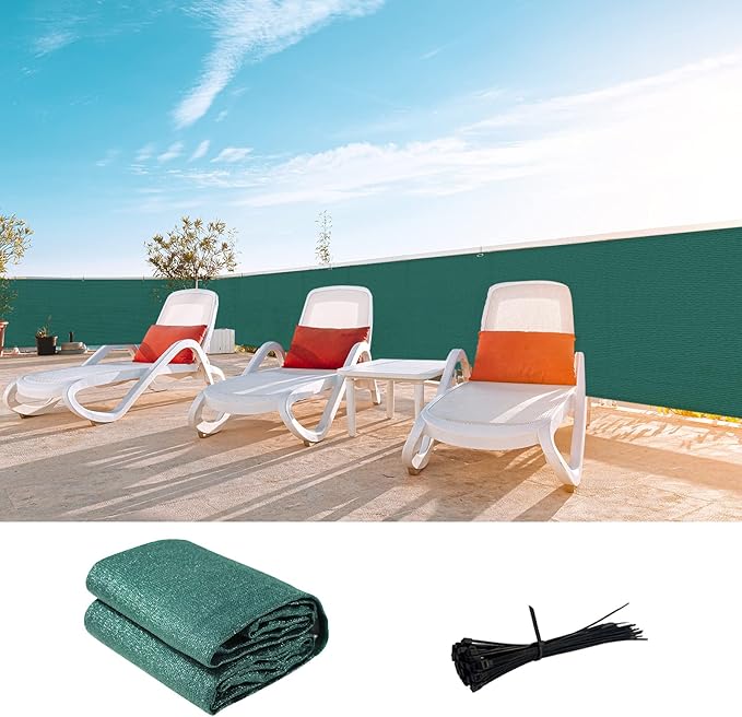 LOVE STORY Custom Size 3'x18' Dark Green Balcony Privacy Screen,UV Bl...