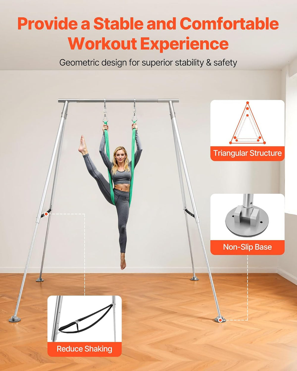 VEVOR Adjustable Yoga Aerial Rig, Aerial Silk Stands with Height Adjustable 5...