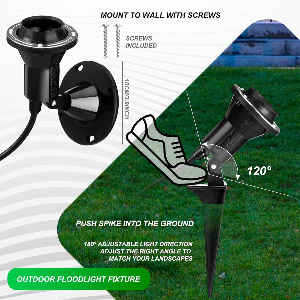 2 Pack Halloween Outdoor Spotlight Floodlight Holder Yard, 6 ft, Black