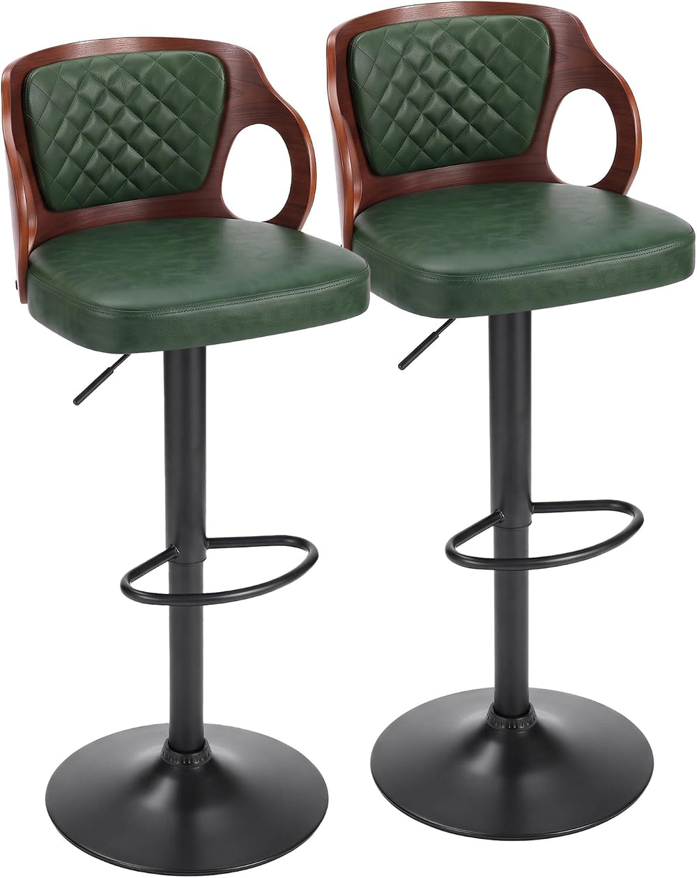 VECELO Swivel Bar Stools Set of 2, Adjustable Counter Height Stools with Bent...