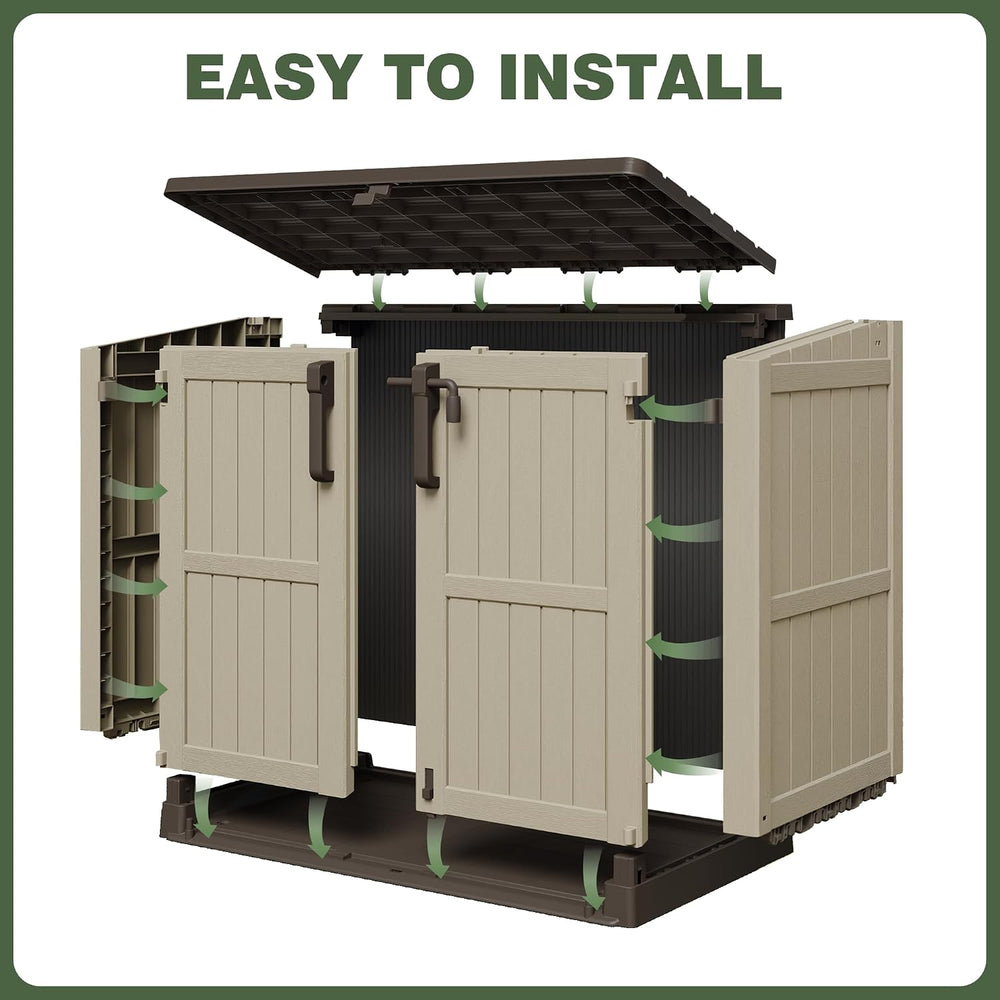 LHBcraft Waterproof Outdoor Storage Box 36 Cu Ft with Lockable Doors,Portable...