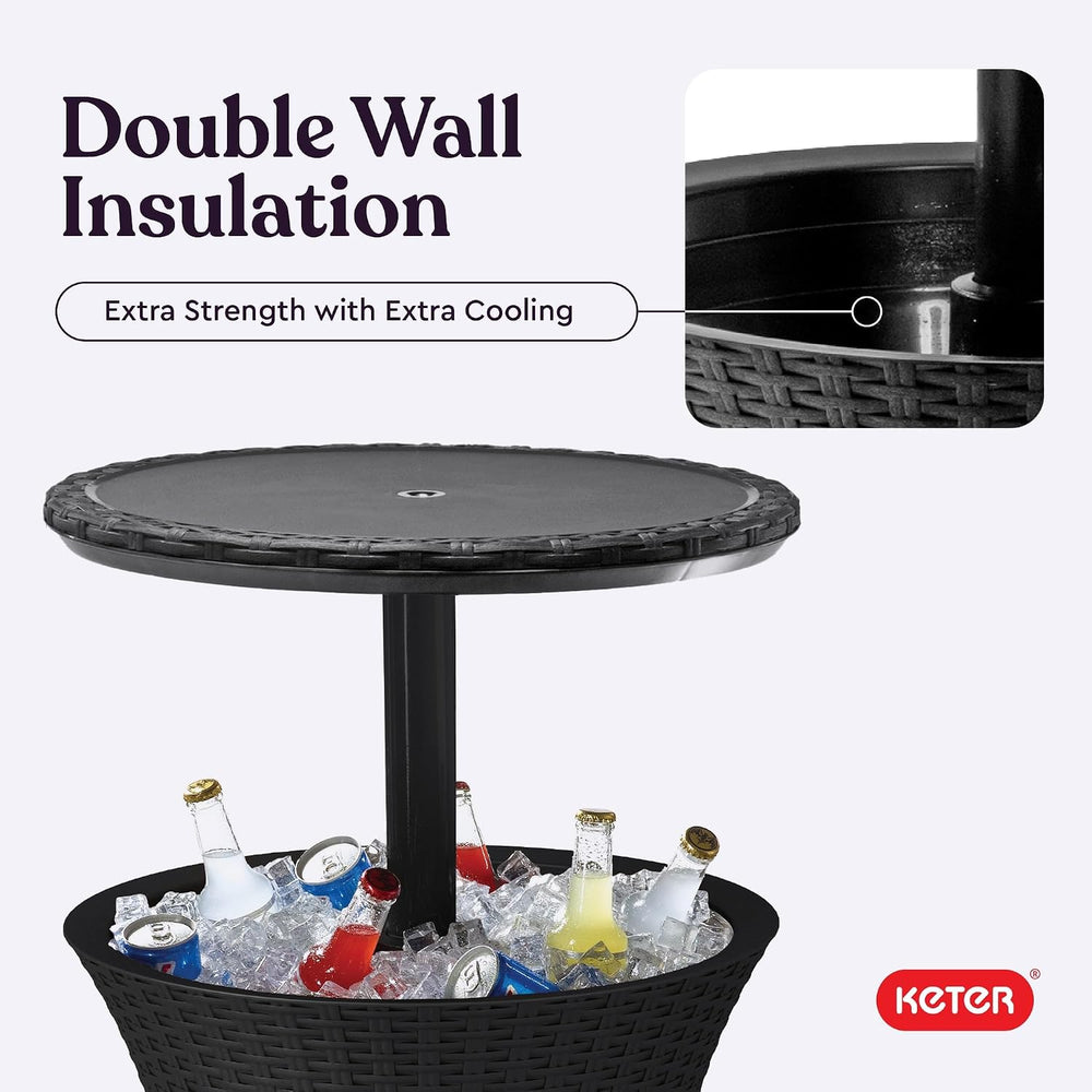 Keter Pacific Cool Bar Outdoor Patio Furniture and Hot Tub Side Table with 7....
