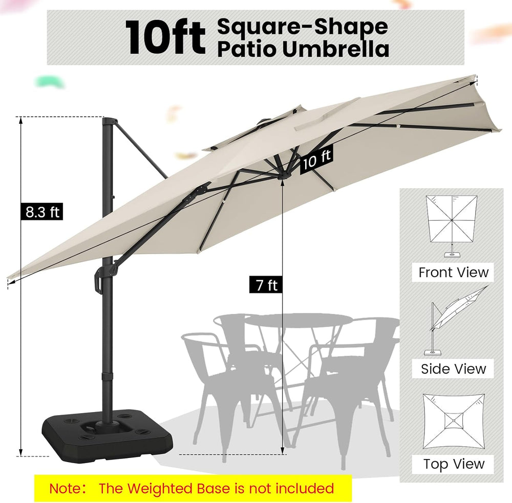 Hoteel Outdoor Patio Umbrella - 10ft Cantilever Umbrella for Patio Heavy Duty...