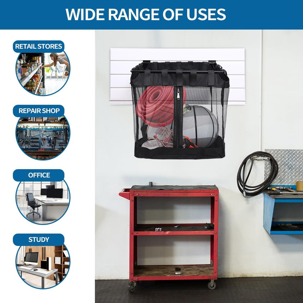 2Pcs Mesh Slatwall Baskets with Zipper,Hanging Storage Slat wall Baskets