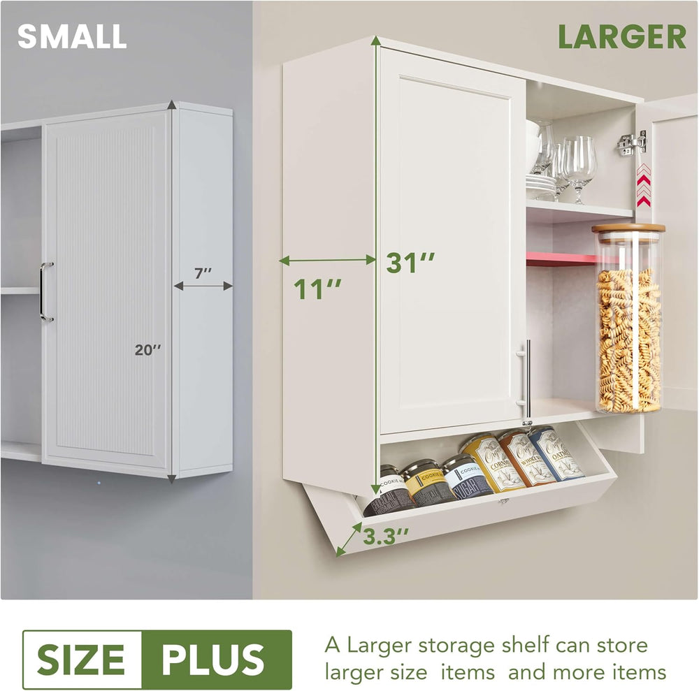29.5" W Laundry Room Cabinets Wall-Mounted with Flip-Bottom Drawer