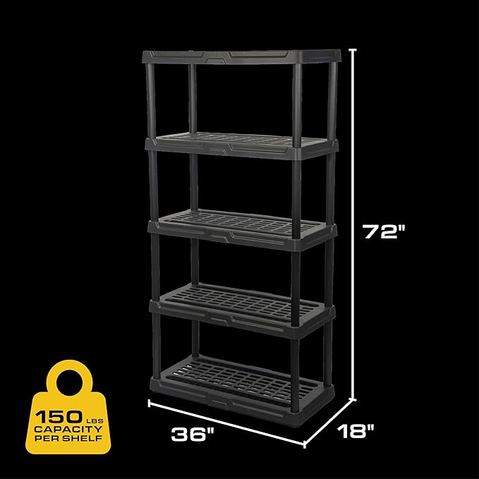 CENTREX CX 5-Tier Heavy Duty Plastic Storage Shelves that Support up to 150lb...