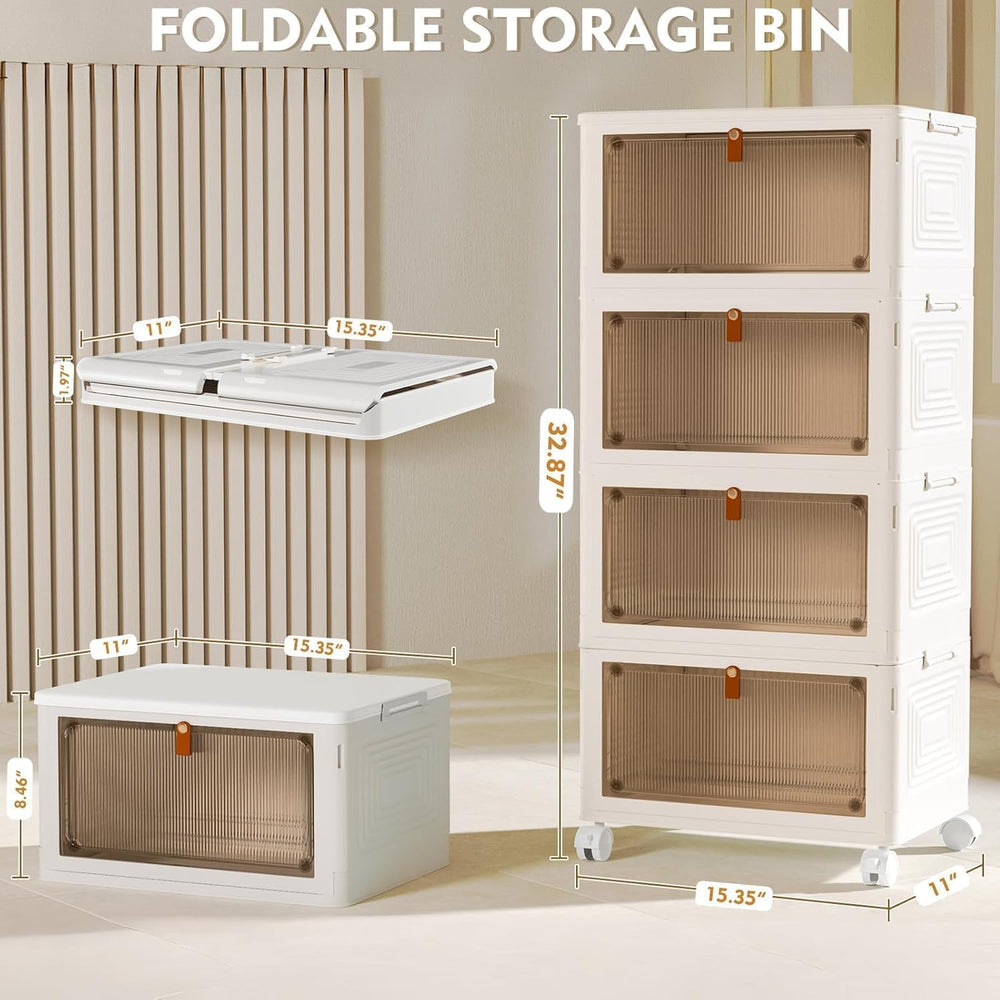 YFXCVSL 4 Tier Plastic Storage Bins with Lid 23.5QT, Stackable Storage Bins