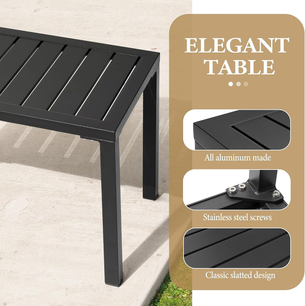 Crestlive Products Outdoor Side Table Set of 2, Aluminum Rectangular Side/End...