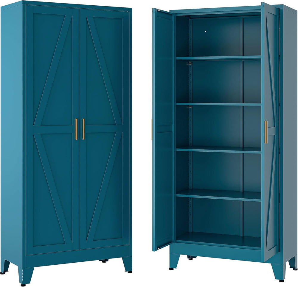 71" H Garage Storage Cabinets with Doors and Shelves,Metal Storage Cabin...