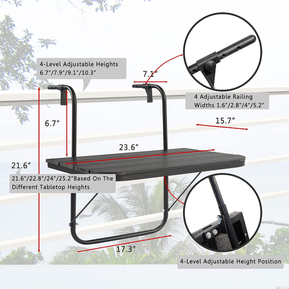 Balcony Railing Table Hanging Folding Deck Railing Table Outdoor Balcony Bar ...