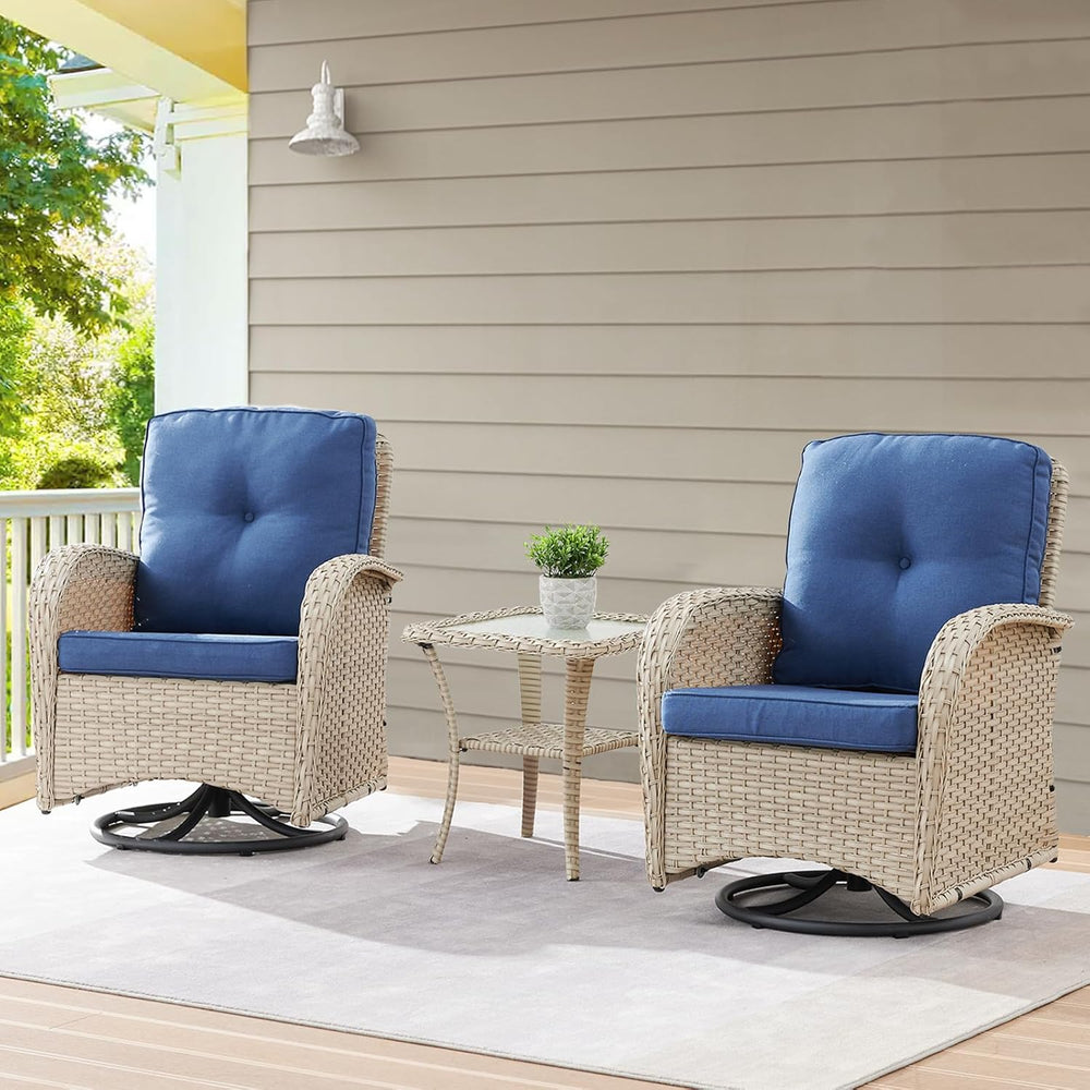 Belord Patio Wicker Chairs Swivel Rocker - Outdoor Swivel Rocking Chairs Set ...