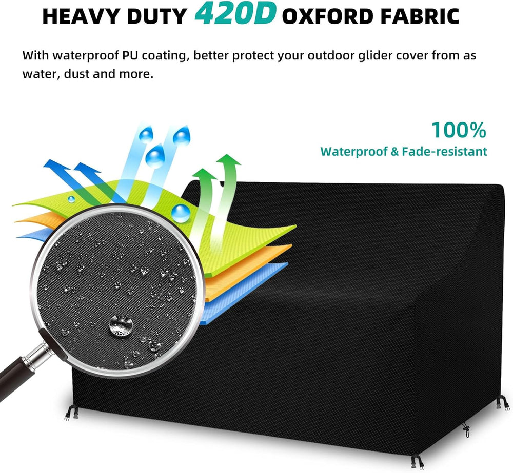 Outdoor Glider Bench Cover with Buckle, Waterproof 2-Person Patio Rocking Cha...