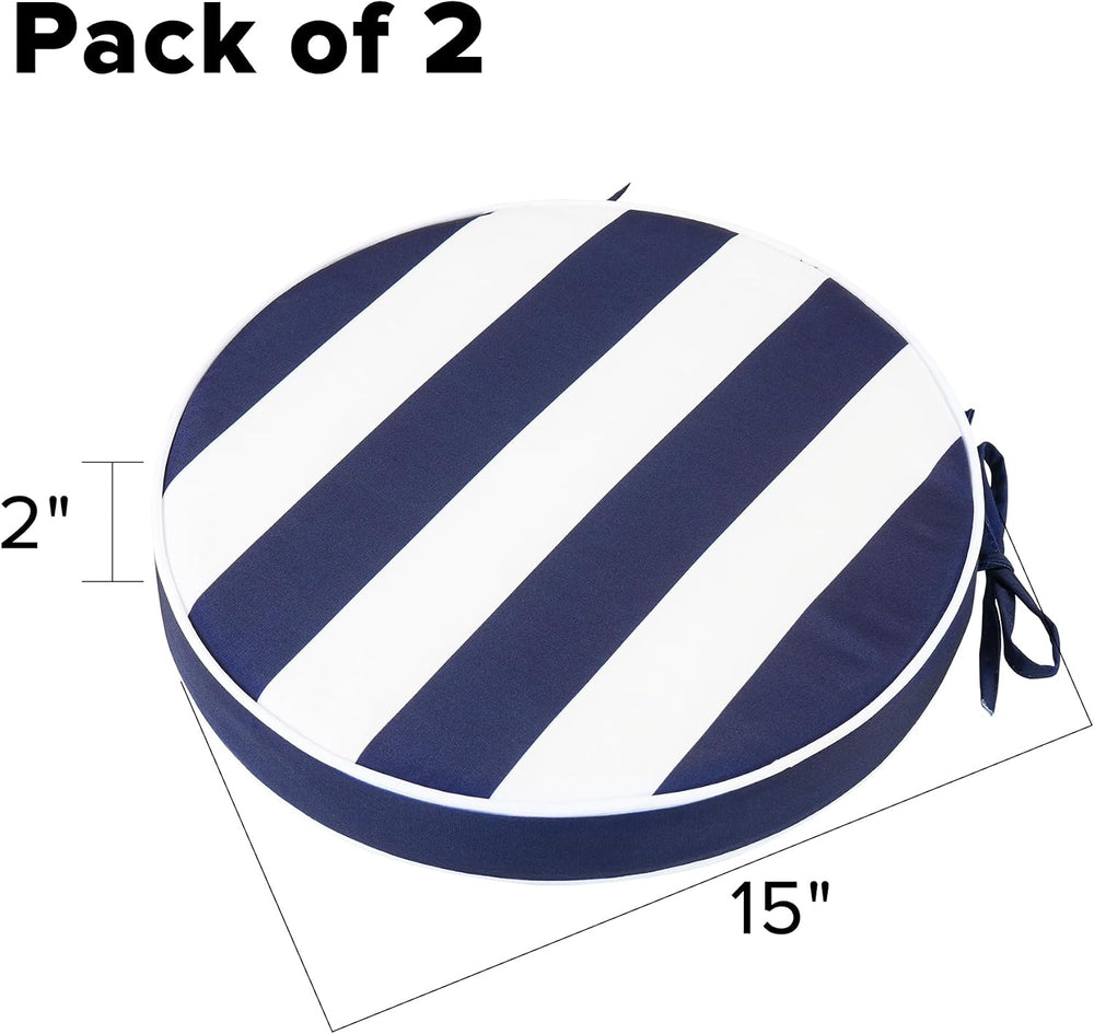 Outdoor Bistro Chair Cushions Set of 2, Waterproof 15 inch Round Seat Cushion...