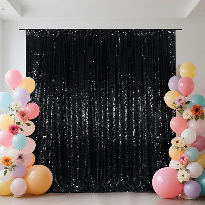 SquarePie Sequin BackdropLess See Through Thick Background Glitter Curtain fo...