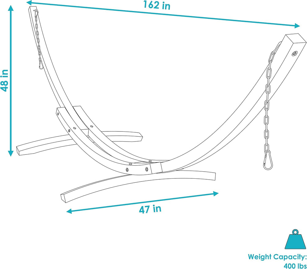 Sunnydaze Curved Wooden Hammock Stand for Outside, Heavy Duty, Large