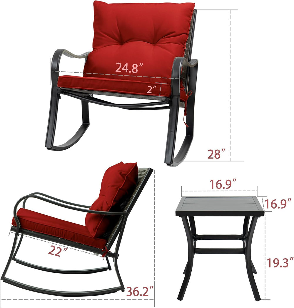 Kozyard 3 Piece Outdoor Rocking Chairs Patio Bistro Set