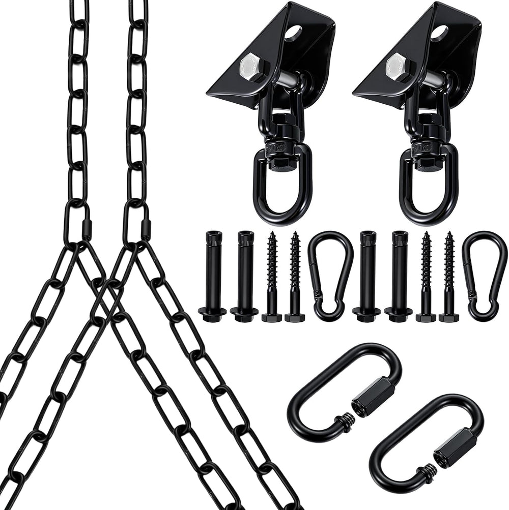 Porch Swing Chain Kit Heavy Duty, 1500 Lbs 360° Swivel, Black