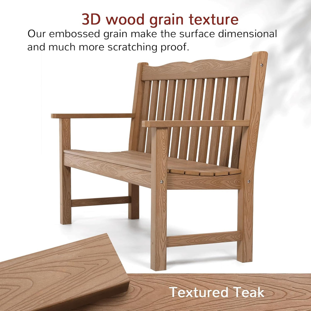 Stoog Oversized All-Weather Garden Bench & Chairs Set, 3-Piece Patio Furn...