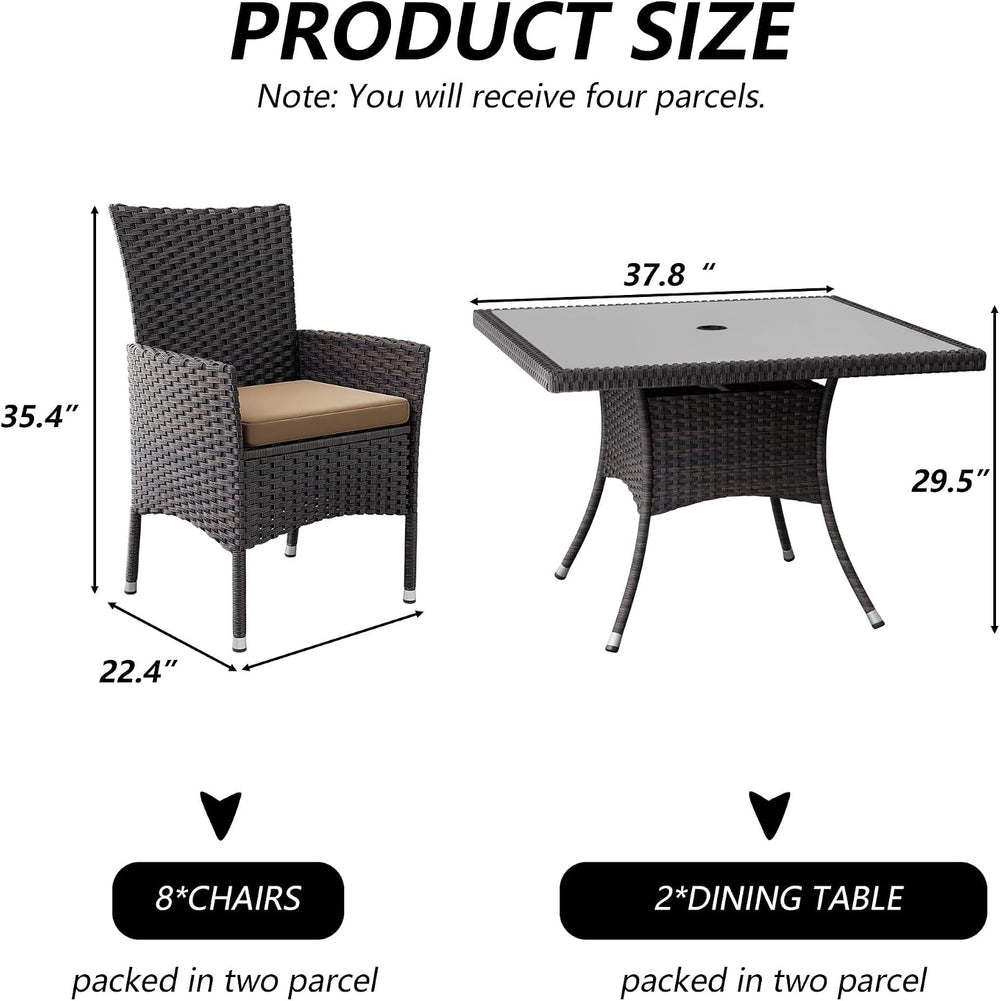 Kullavik 10 Pieces Outdoor Dining Set Patio Rattan Furniture Set,Patio Dining...