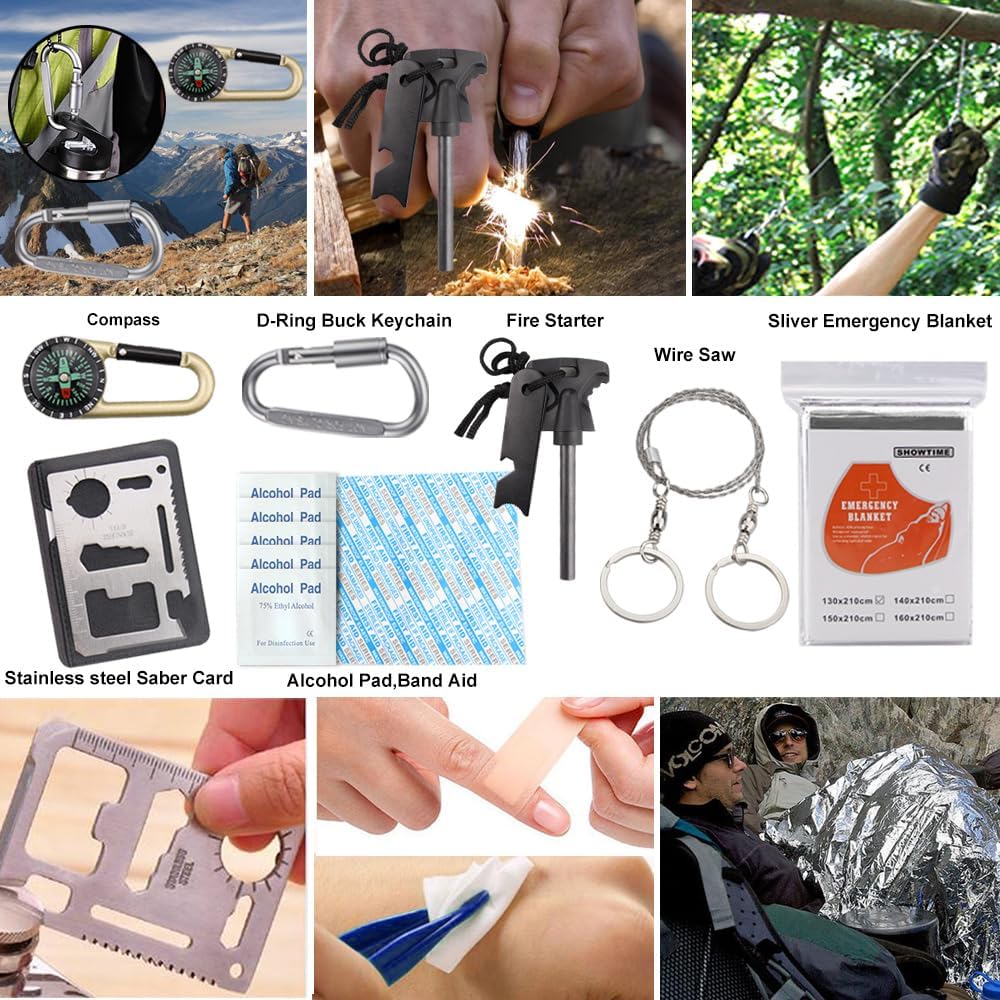 EMDMAK Survival Kit Outdoor Emergency Gear Kit for Camping Hiking Travelling ...