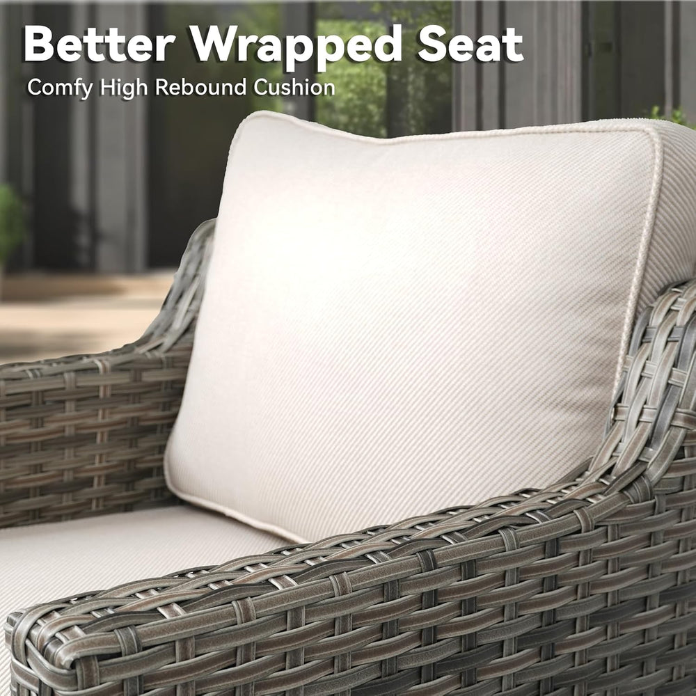 Buenhomino Outdoor Patio Furniture Set-PE Wicker Sofa Couch with Ottomans Com...
