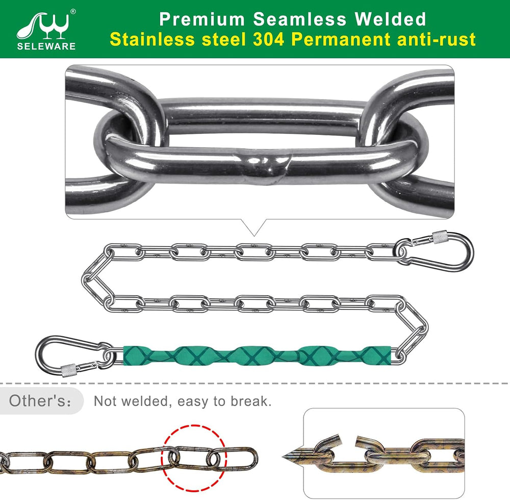 SELEWARE 2 Pcs 65" Heavy Duty Swing Chains Stainless Steel Hanging Chains
