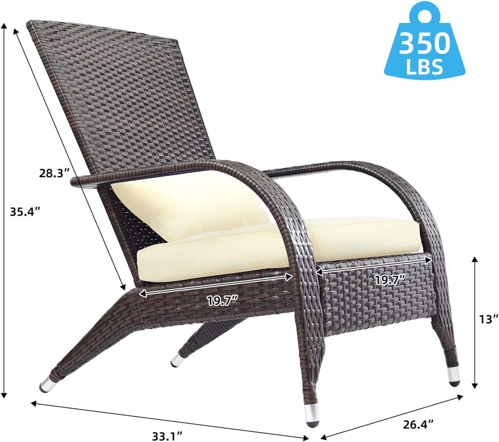 Adirondack Chairs Set 2 Outdoor Wicker Rattan Fire Pit Chairs Oversized Comfy...