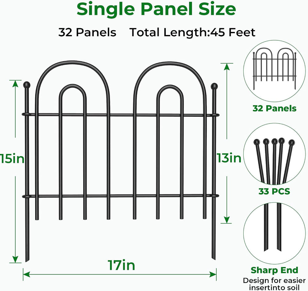 AMAGABELI GARDEN & HOME 32 Panels 13in(H)×45ft(L) Decorative Garden Fence...