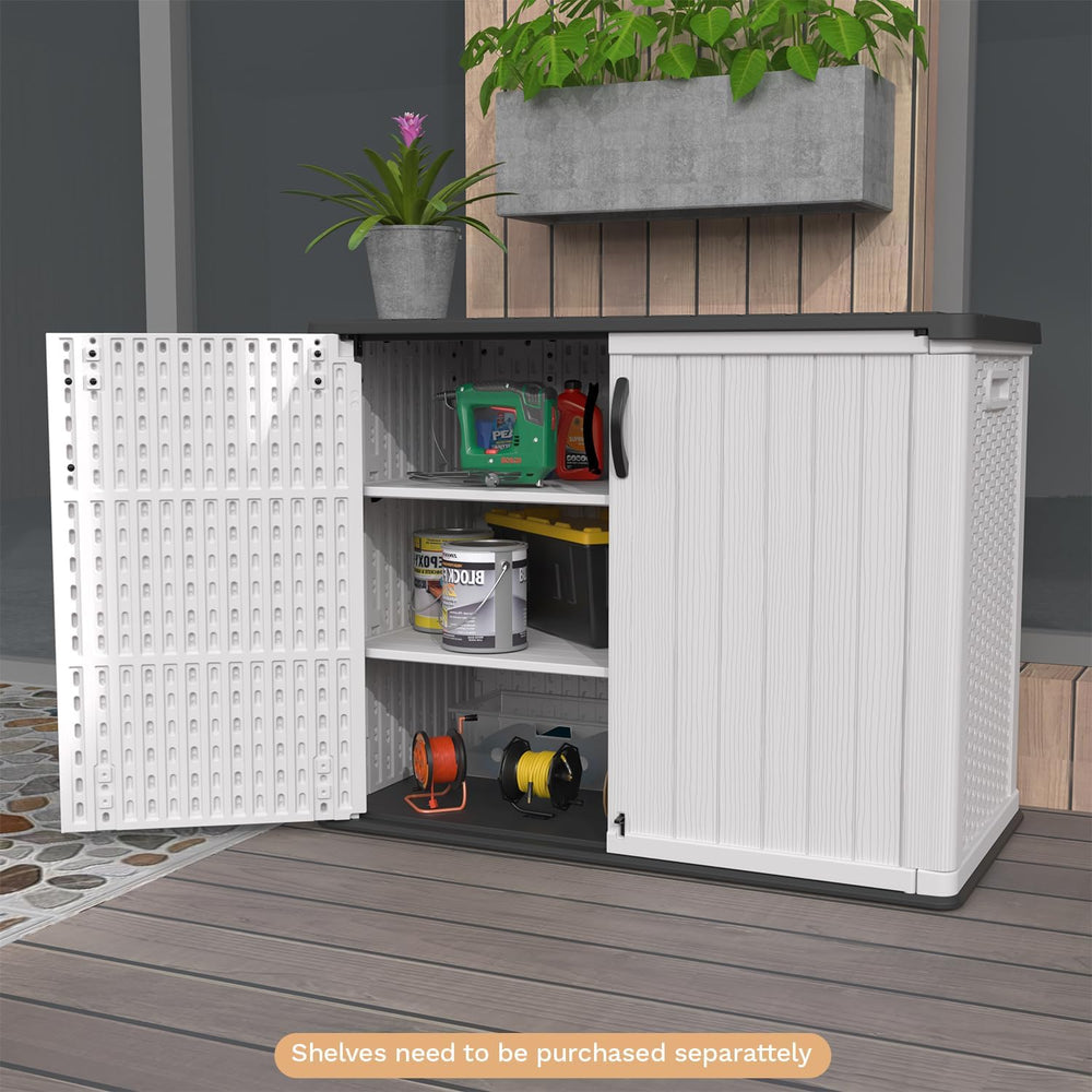 Patiowell 26 Cu.ft Plastic Outdoor Storage Cabinet, Lockable Waterproof Horiz...