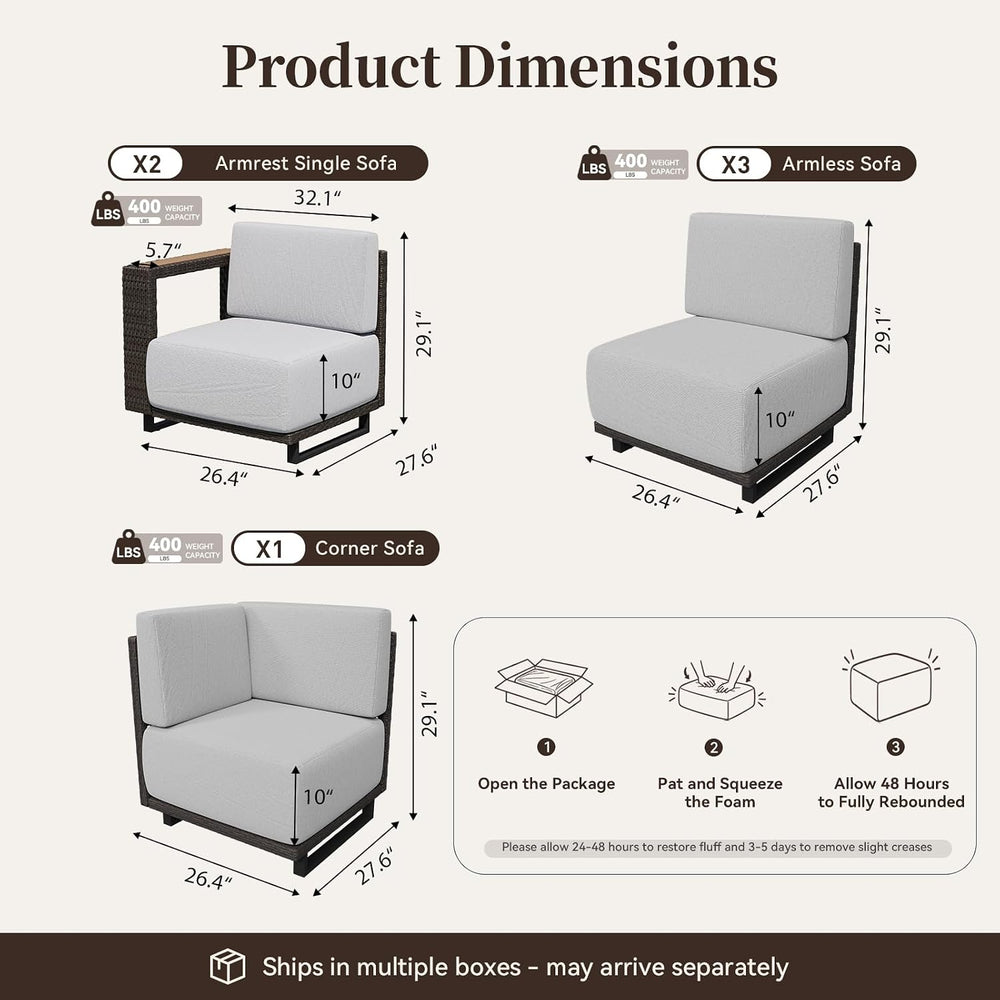 LazySunsets Patio Furniture Set with 10'' Ultra-Thick Cushions