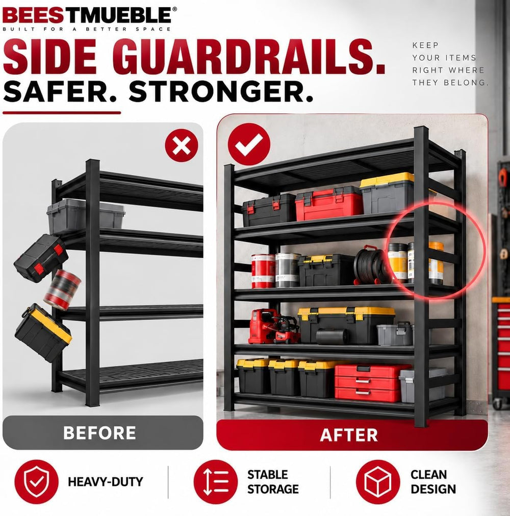 Garage Shelving, Heavy Duty Adjustable Metal Shelves with Anti-Tip Device