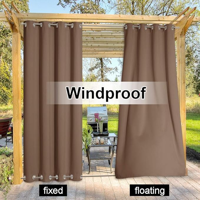 NICETOWN 2 Panels Weighted Blackout Curtains Rustproof Fixed Grommet Top and ...