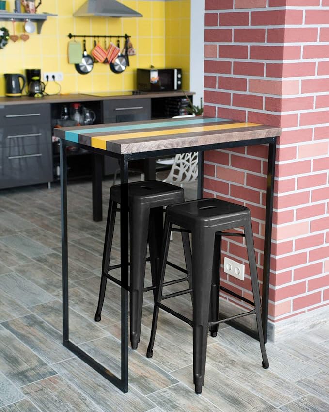 FDW Metal Bar Stools Set of 4 Counter Height Bar Stools 24 Inches Industrial ...