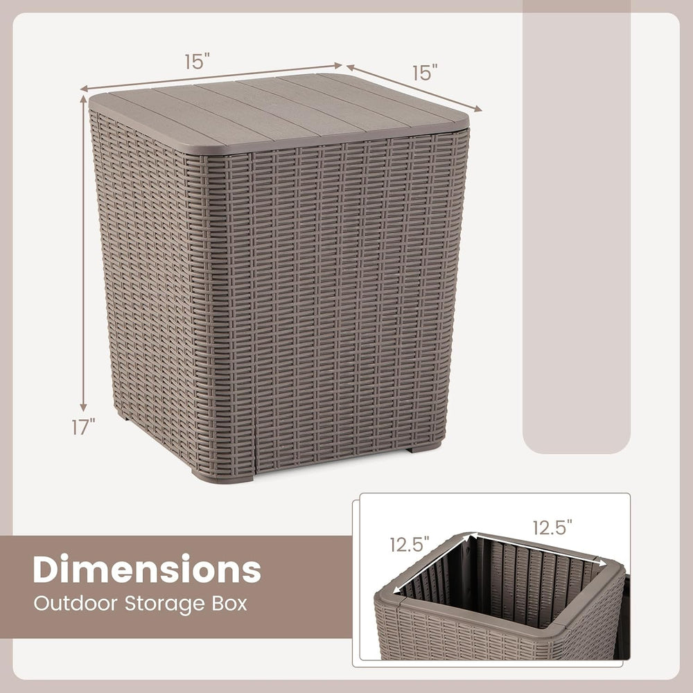 GIANTEX 11.5 Gallon Deck Box, Outdoor Side Table with Removable Lid, Faux Wic...