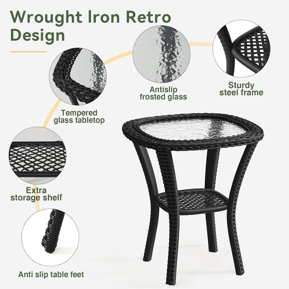 Aoxun 3 Pieces Patio Furniture Set, Patio Swivel Rocker Chairs Set of 2, Wick...