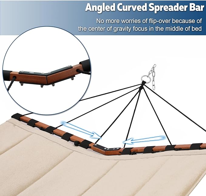 TegerDeger 12FT 2 Person Hammock Large Hammock 450LB Capacity with V Shaped H...