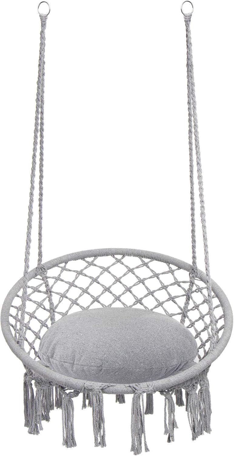 Y- STOP Hammock Chair Macrame Swing, Max 330 Lbs, Hanging Cotton Rope Hammock...