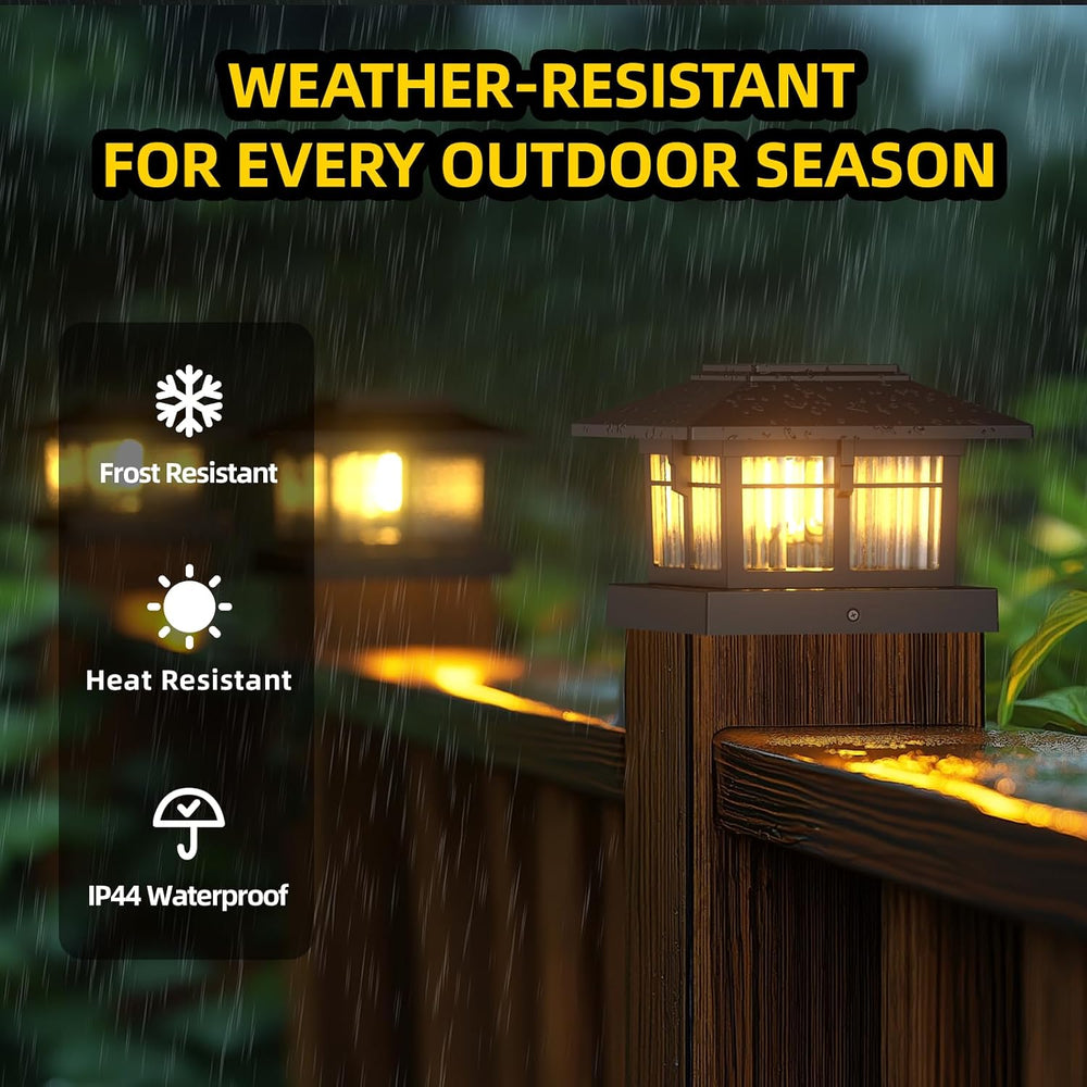 EXCMARK 4x4 Solar Post Cap Lights, Classic Black, 8 Pack, Warm & Cool White