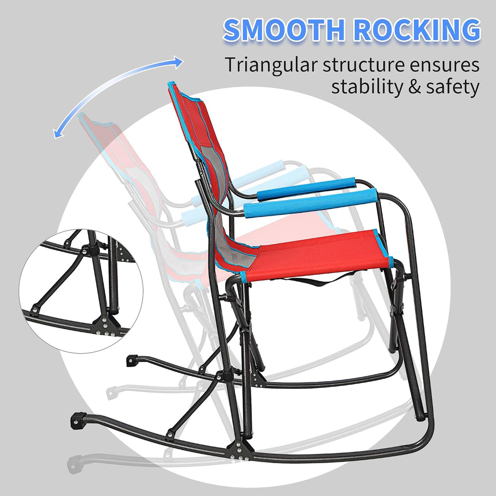 Oversized Rocking Camping Chair, Portable Folding Director Chair, Rocker Camp...