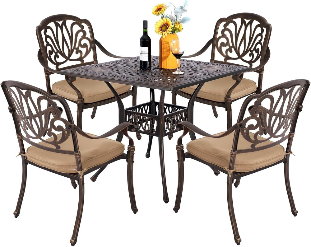 TITIMO 2 Piece Outdoor Patio Dining Chair Set Cast Aluminum Patio Furniture