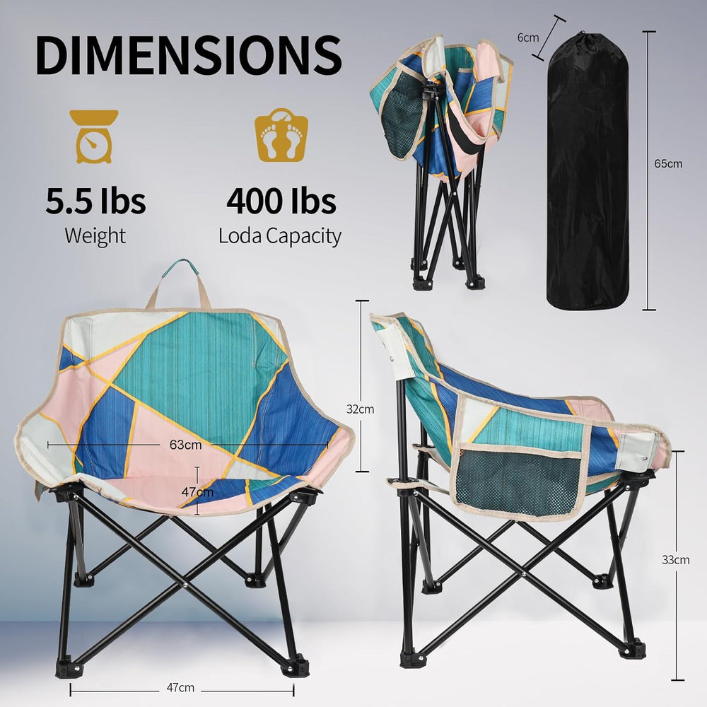 2 Pack Camping Chair for Adults, Portable Folding Sofa Chair, Easy Set Up Pat...